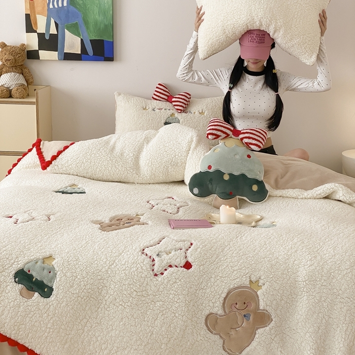 91家纺网 家纺一手货源 找家纺 （总）MIU缪家居 2024新款羊羔绒牛奶绒四件套-跳跳糖