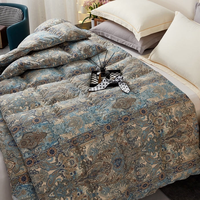 91家纺网 家纺一手货源 找家纺 御眠纺羽绒被壳 2024新款糯棉印花单层羽绒被壳软糯静音羽绒被壳厂家直销 摩纳哥蓝