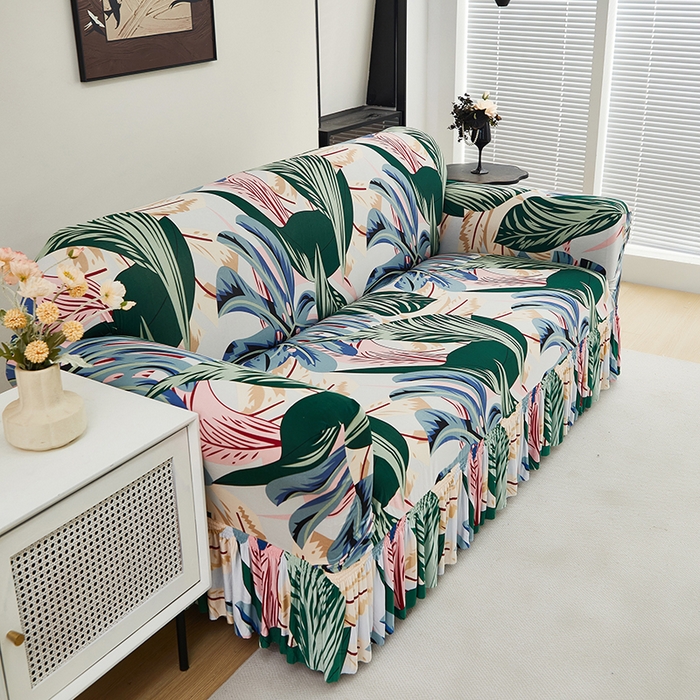 91家纺网 家纺一手货源 找家纺 共鸣沙发套 2024新款牛奶丝系列沙发套（裙摆款） 夏意