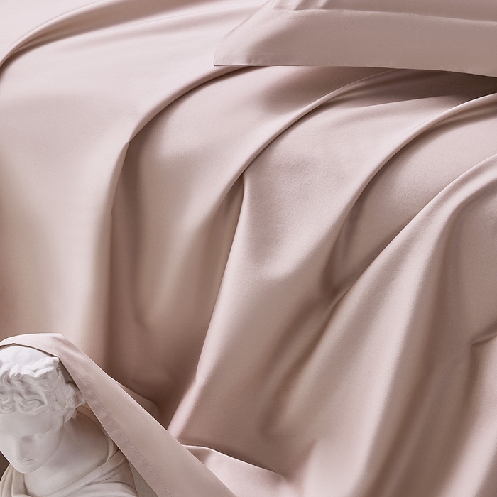 91家纺网 家纺一手货源 找家纺 轩和家居  2024新款70S长绒棉四件套 画眉粉