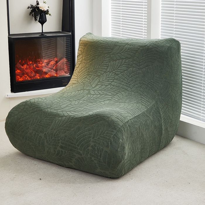 91家纺网 家纺一手货源 找家纺 共鸣沙发套 2024新款臻品提花系列懒人沙发套（织叶花系） 织叶松绿