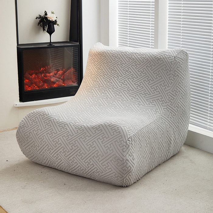 91家纺网 家纺一手货源 找家纺 共鸣沙发套 2024新款拉绒提花系列懒人沙发套 拉绒浅灰