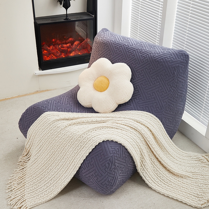 91家纺网 家纺一手货源 找家纺 共鸣沙发套 2024新款拉绒提花系列懒人沙发套 拉绒深灰