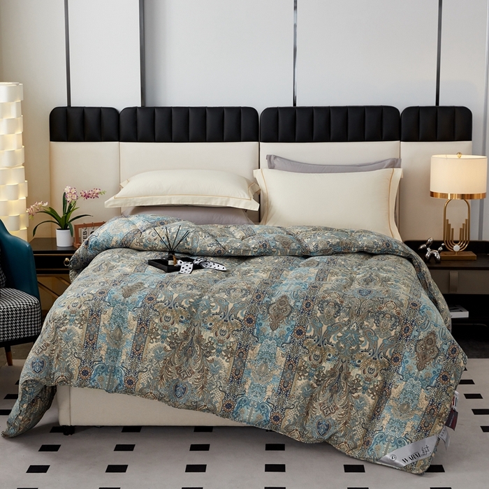 91家纺网 家纺一手货源 找家纺 御眠纺羽绒被壳 2024新款糯棉印花单层羽绒被壳软糯静音羽绒被壳厂家直销 摩纳哥蓝