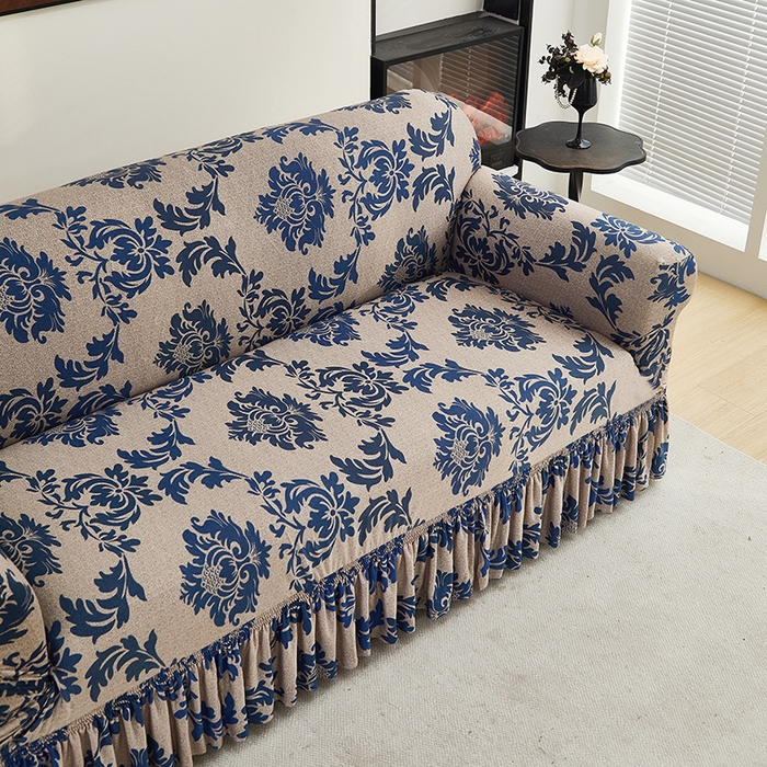 91家纺网 家纺一手货源 找家纺 共鸣沙发套 2024新款牛奶丝系列沙发套（裙摆款） 简欧