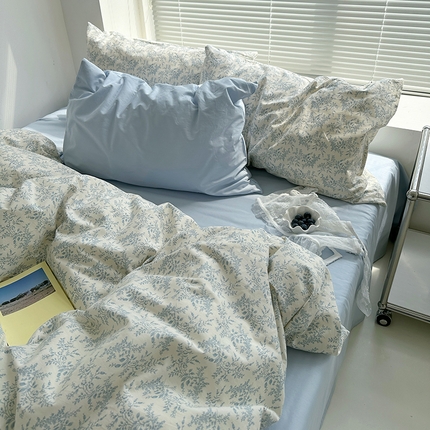 91家纺网 家纺一手货源 找家纺 （总）尺素 2024韩国ins风少女粉被套纯棉卡通四件套小清新蝴蝶结被套240*250床单学生宿舍三件套