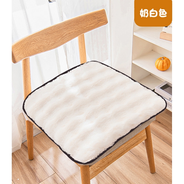 91家纺网 家纺一手货源 找家纺 芙宁娜 2024新款兔毛绒冬季保暖坐垫办公室久坐椅垫家用餐椅垫沙发垫车载坐垫 奶白色