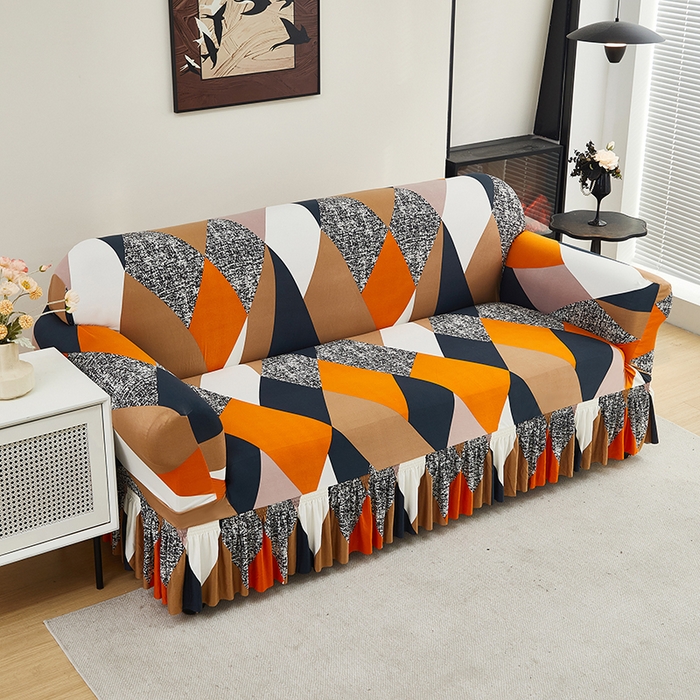 91家纺网 家纺一手货源 找家纺 共鸣沙发套 2024新款牛奶丝系列沙发套（裙摆款） 魔方