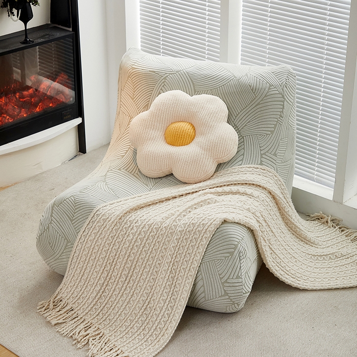 91家纺网 家纺一手货源 找家纺 共鸣沙发套 2024新款臻品提花系列懒人沙发套（枫纹花系） 枫纹灰绿