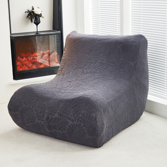 91家纺网 家纺一手货源 找家纺 共鸣沙发套 2024新款臻品提花系列懒人沙发套（织叶花系） 织叶碳灰