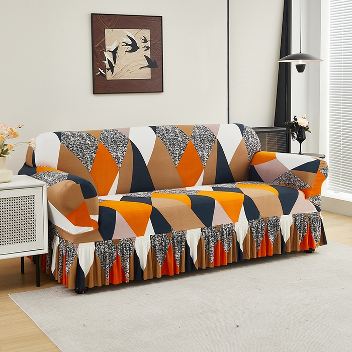 91家纺网 家纺一手货源 找家纺 共鸣沙发套 2024新款牛奶丝系列沙发套（裙摆款） 魔方