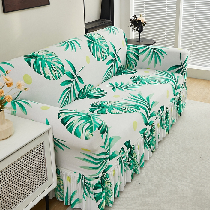 91家纺网 家纺一手货源 找家纺 共鸣沙发套 2024新款牛奶丝系列沙发套（裙摆款） 春意盎然