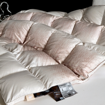 91家纺网 家纺一手货源 找家纺 御眠纺羽绒被壳 2024新款高精密真丝提花大牌风羽绒被壳单层不跑绒 沐浴白金