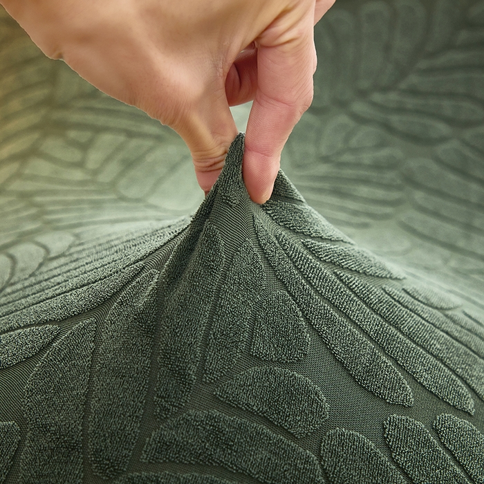 91家纺网 家纺一手货源 找家纺 共鸣沙发套 2024新款臻品提花系列懒人沙发套（织叶花系） 织叶松绿