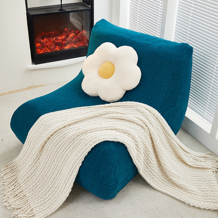 91家纺网 家纺一手货源 找家纺 共鸣沙发套 2024新款臻品提花系列懒人沙发套（织叶花系） 织叶杉绿