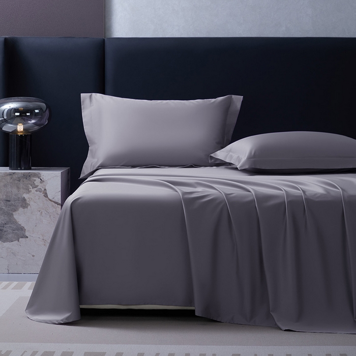 91家纺网 家纺一手货源 找家纺 轩和家居  2024新款70S长绒棉四件套 东来紫