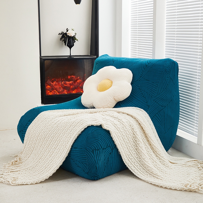 91家纺网 家纺一手货源 找家纺 共鸣沙发套 2024新款臻品提花系列懒人沙发套（枫纹花系） 枫纹杉绿