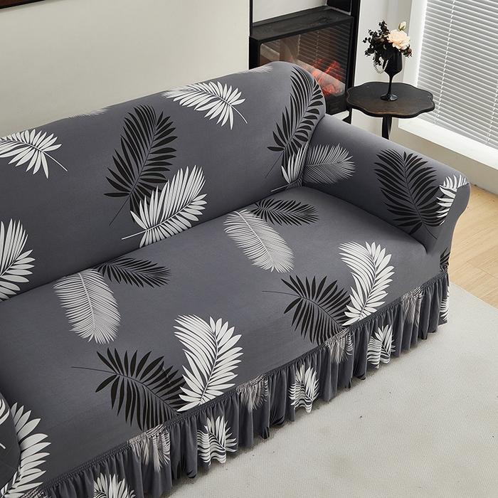 91家纺网 家纺一手货源 找家纺 共鸣沙发套 2024新款牛奶丝系列沙发套（裙摆款） 飞叶