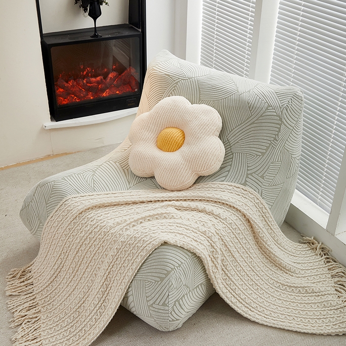 91家纺网 家纺一手货源 找家纺 共鸣沙发套 2024新款臻品提花系列懒人沙发套（枫纹花系） 枫纹灰绿