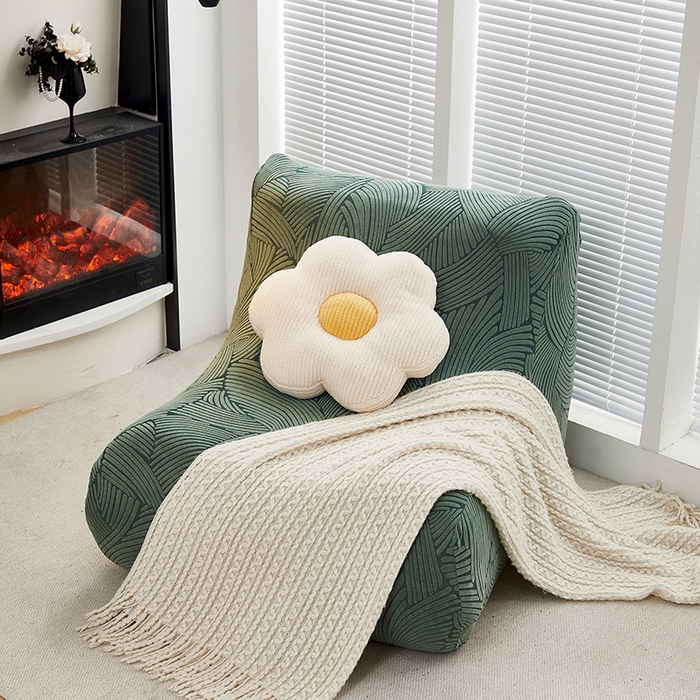 91家纺网 家纺一手货源 找家纺 共鸣沙发套 2024新款臻品提花系列懒人沙发套（枫纹花系） 枫纹墨绿