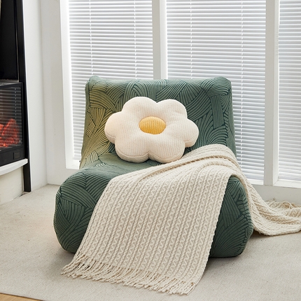 91家纺网 家纺一手货源 找家纺 共鸣沙发套 2024新款臻品提花系列懒人沙发套（枫纹花系） 枫纹墨绿