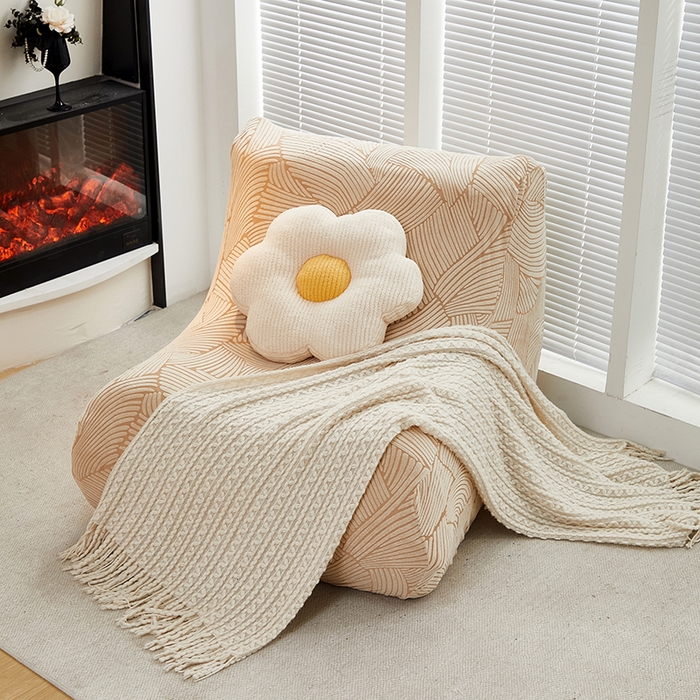 91家纺网 家纺一手货源 找家纺 共鸣沙发套 2024新款臻品提花系列懒人沙发套（枫纹花系） 枫纹驼色