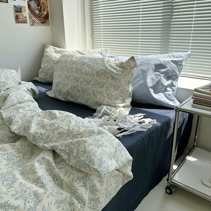 91家纺网 家纺一手货源 找家纺 （总）尺素 2024韩国ins风少女粉被套纯棉卡通四件套小清新蝴蝶结被套240*250床单学生宿舍三件套