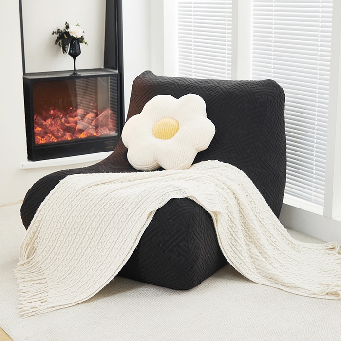 91家纺网 家纺一手货源 找家纺 共鸣沙发套 2024新款拉绒提花系列懒人沙发套 拉绒黑色