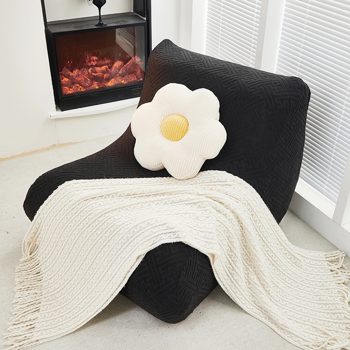 91家纺网 家纺一手货源 找家纺 共鸣沙发套 2024新款拉绒提花系列懒人沙发套 拉绒黑色