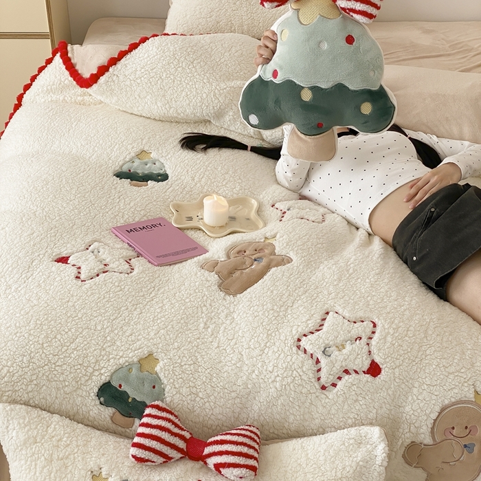 91家纺网 家纺一手货源 找家纺 （总）MIU缪家居 2024新款羊羔绒牛奶绒四件套-跳跳糖