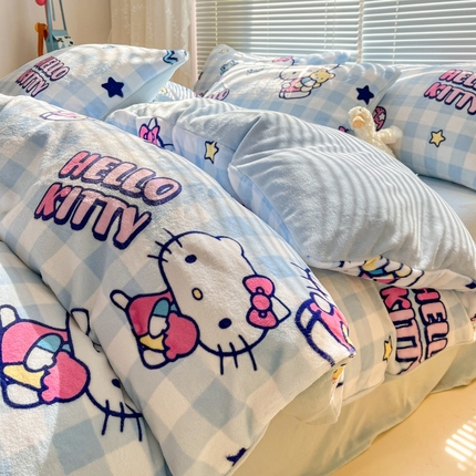 91家纺网 家纺一手货源 找家纺 （总）美澳家纺 2024新款200克三丽鸥系列卡通印花牛奶绒单被套三四件套