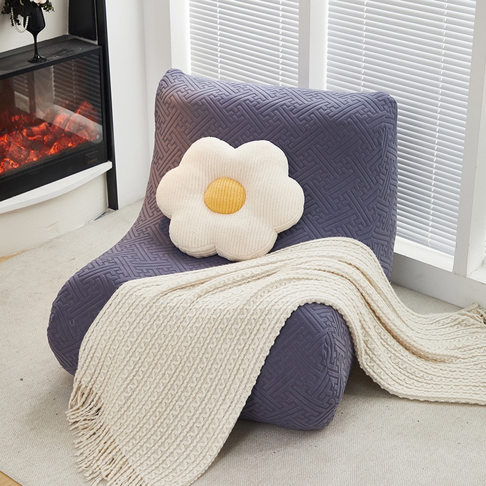 91家纺网 家纺一手货源 找家纺 共鸣沙发套 2024新款拉绒提花系列懒人沙发套 拉绒深灰