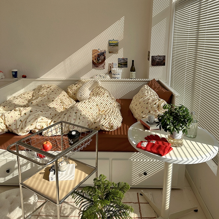 91家纺网 家纺一手货源 找家纺 尺素 2025年春夏新款全棉卡通四件套纯棉双人被套纯色床单床笠三件套儿童床上用品 樱桃小熊 深棕