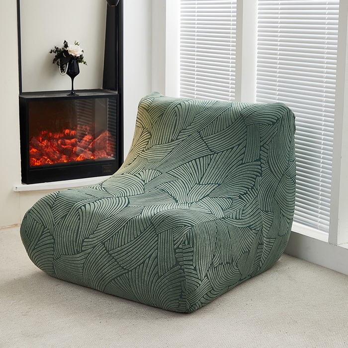 91家纺网 家纺一手货源 找家纺 共鸣沙发套 2024新款臻品提花系列懒人沙发套（枫纹花系） 枫纹墨绿