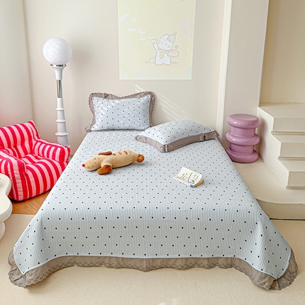 91家纺网 家纺一手货源 找家纺 （总）源舜 2025新款云感皱皱纱法式床盖三件套