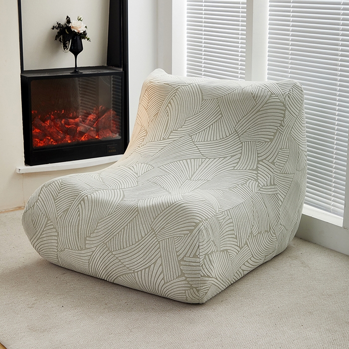 91家纺网 家纺一手货源 找家纺 共鸣沙发套 2024新款臻品提花系列懒人沙发套（枫纹花系） 枫纹灰绿