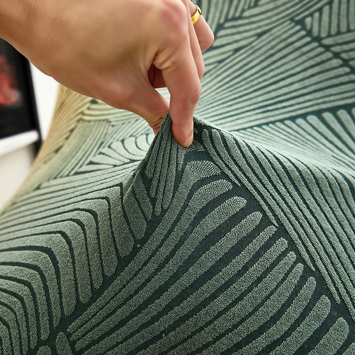 91家纺网 家纺一手货源 找家纺 共鸣沙发套 2024新款臻品提花系列懒人沙发套（枫纹花系） 枫纹墨绿