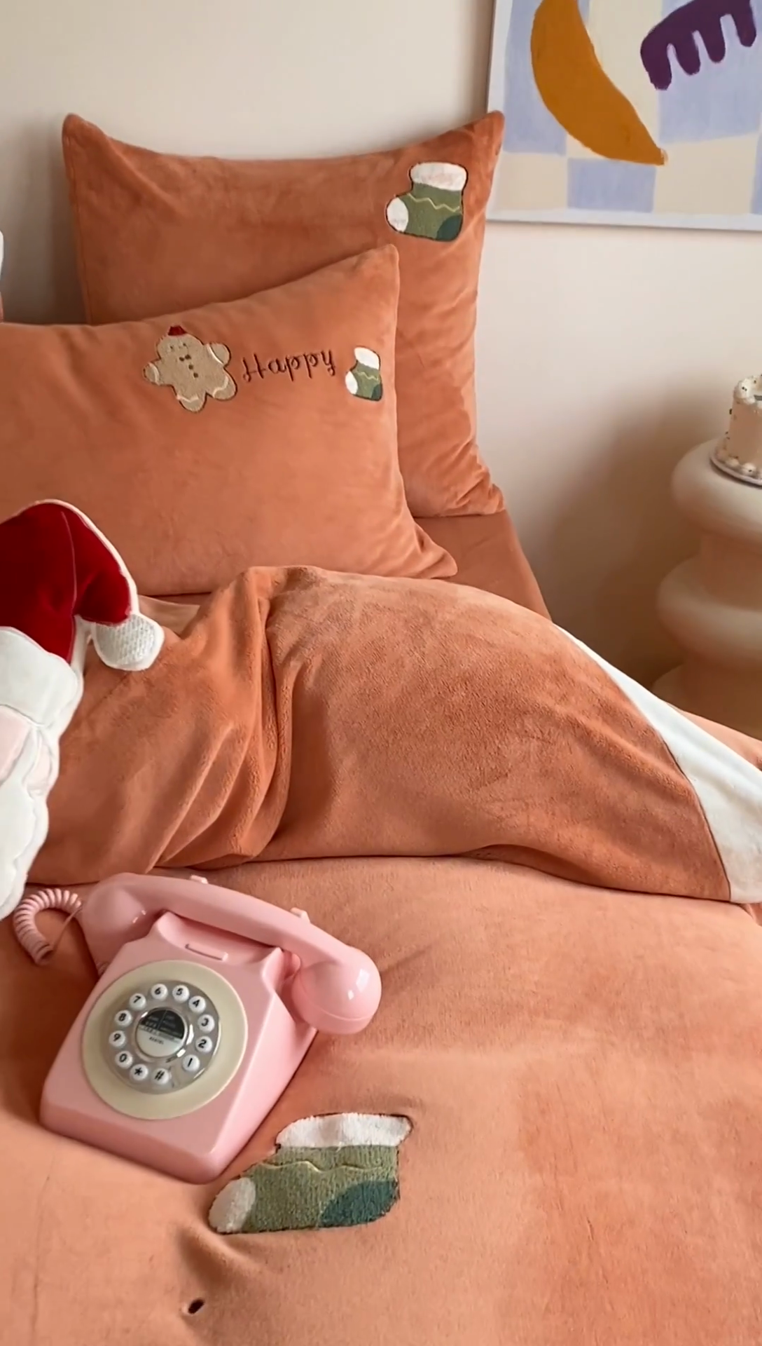 91家纺网 家纺一手货源 找家纺 MIU缪家居 2024新款加厚保暖牛奶绒四件套-圣诞礼物 圣诞礼物 橘色