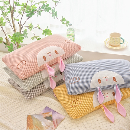 （总）织布人 2025新款荞麦枕卡通全棉水洗棉小兔子儿童枕学生枕家用荞麦枕头