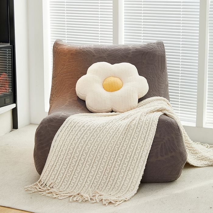 91家纺网 家纺一手货源 找家纺 共鸣沙发套 2024新款臻品提花系列懒人沙发套（织叶花系） 织叶冷灰