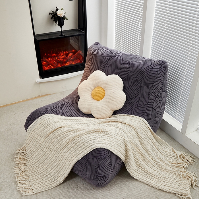 91家纺网 家纺一手货源 找家纺 共鸣沙发套 2024新款臻品提花系列懒人沙发套（枫纹花系） 枫纹深灰