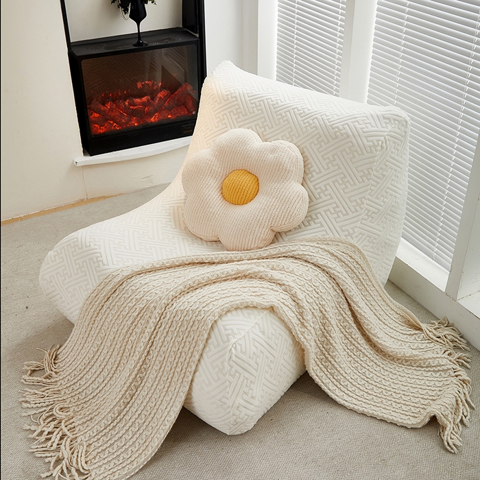 91家纺网 家纺一手货源 找家纺 共鸣沙发套 2024新款拉绒提花系列懒人沙发套 拉绒白色