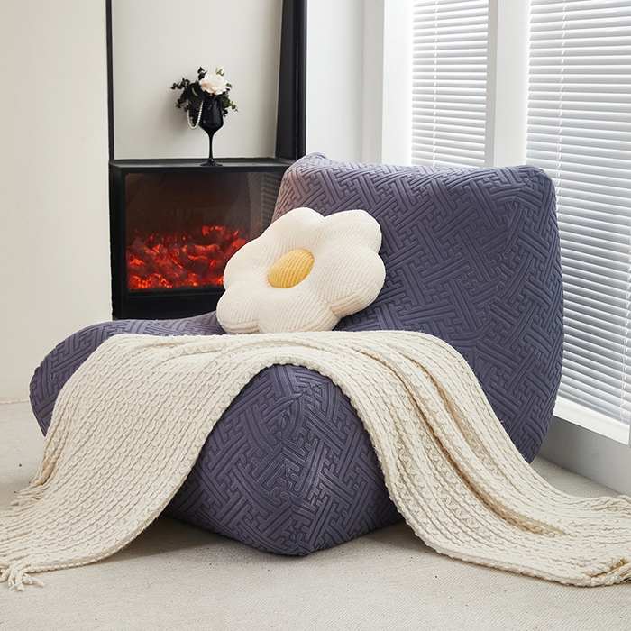 91家纺网 家纺一手货源 找家纺 共鸣沙发套 2024新款拉绒提花系列懒人沙发套 拉绒深灰