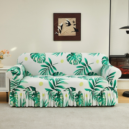 91家纺网 家纺一手货源 找家纺 共鸣沙发套 2024新款牛奶丝系列沙发套（裙摆款） 春意盎然