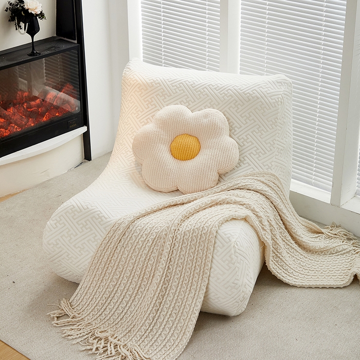 91家纺网 家纺一手货源 找家纺 共鸣沙发套 2024新款拉绒提花系列懒人沙发套 拉绒白色