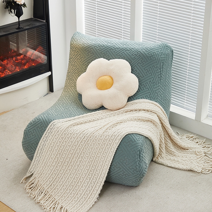 91家纺网 家纺一手货源 找家纺 共鸣沙发套 2024新款拉绒提花系列懒人沙发套 拉绒墨绿