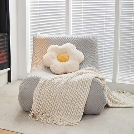 共鸣沙发套 2024新款拉绒提花系列懒人沙发套 拉绒浅灰