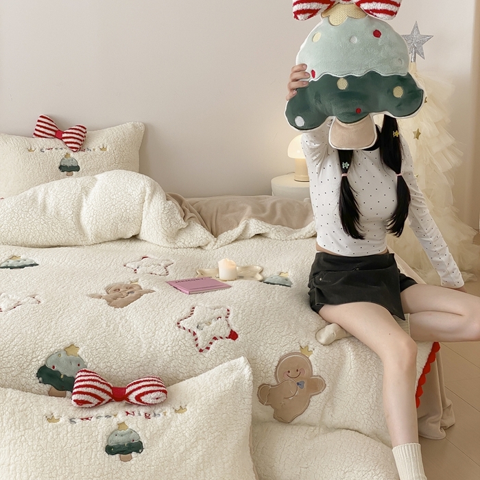 91家纺网 家纺一手货源 找家纺 （总）MIU缪家居 2024新款羊羔绒牛奶绒四件套-跳跳糖