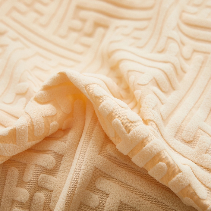 91家纺网 家纺一手货源 找家纺 共鸣沙发套 2024新款拉绒提花系列懒人沙发套 拉绒米黄