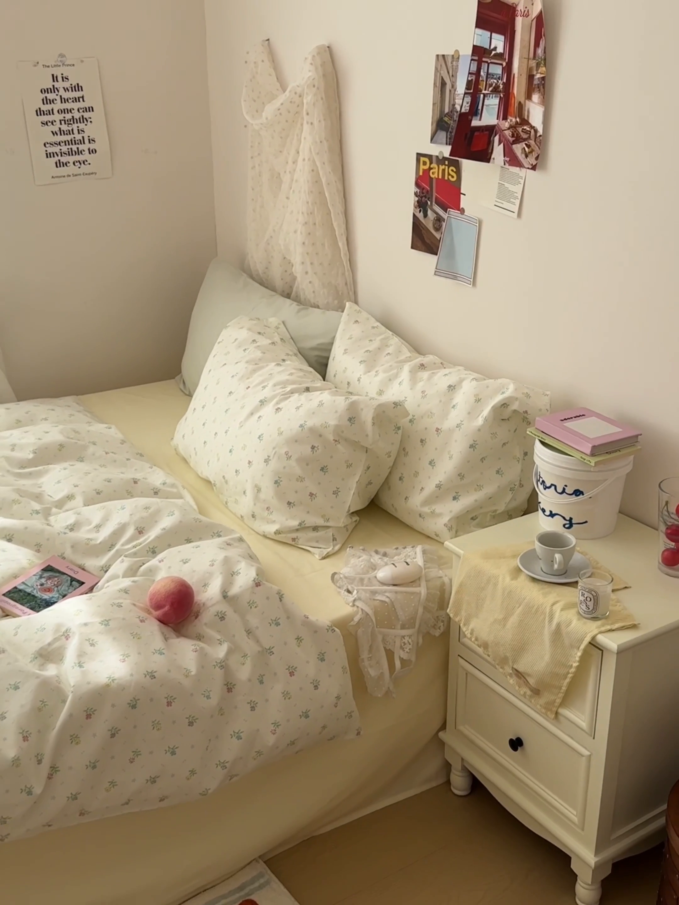 91家纺网 家纺一手货源 找家纺 韩国纯棉ins风小碎花田园风四件套花卉活性印花小清新被套纯色加大床单1.8床笠混搭风纯色印花枕套 花西子（奶黄）